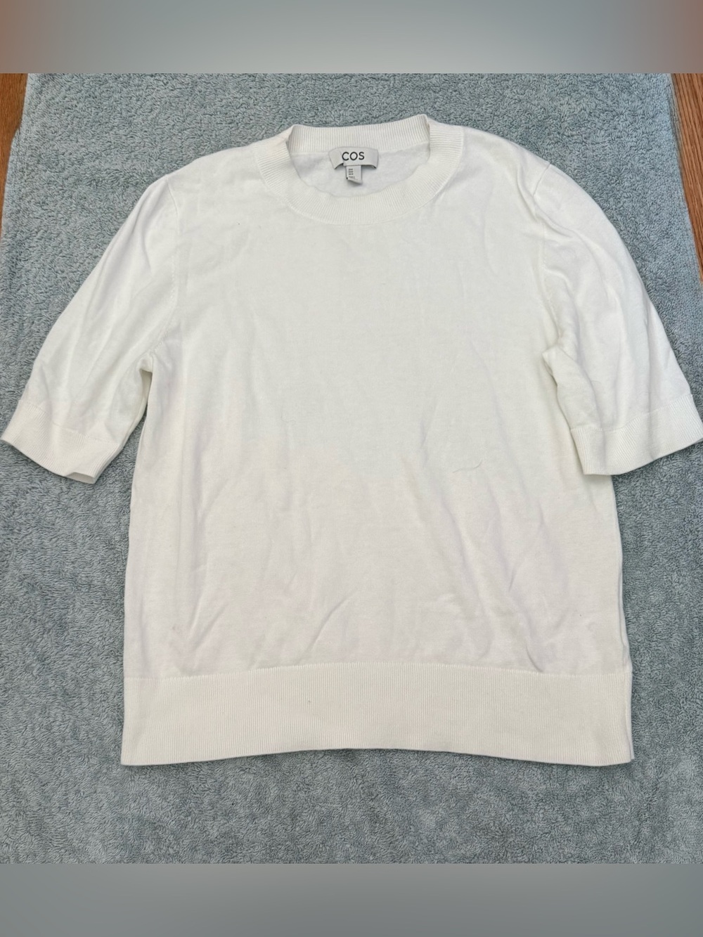 COS White Short-Sleeve Crewneck Sweater